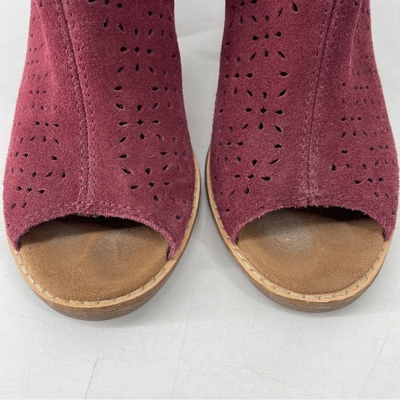 Toms Suede Majorca Open Toe Perforated Heeled Booties Womens 6 - Picture 2 of 8